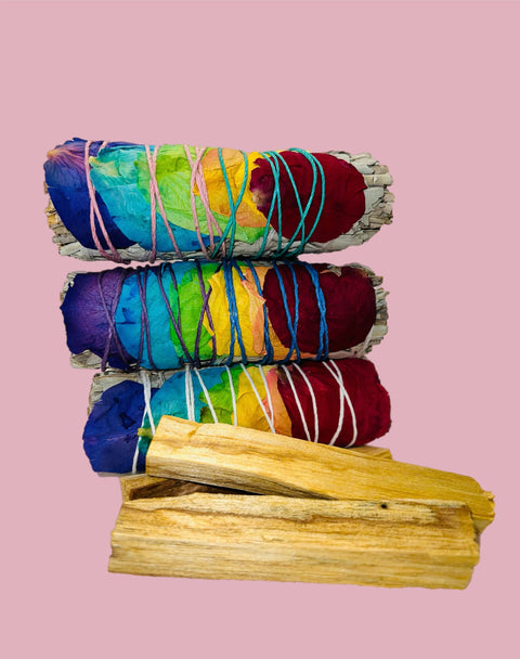 3 Rose Petal Sage Bundles + 3 Palo Santo
